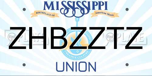 ZHBZZTZ Mississippi License Plate