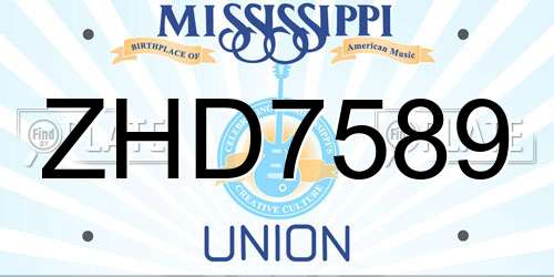 ZHD7589 Mississippi License Plate