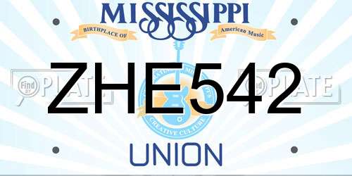 ZHE542 Mississippi License Plate