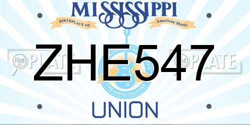 ZHE547 Mississippi License Plate