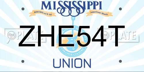 ZHE54T Mississippi License Plate
