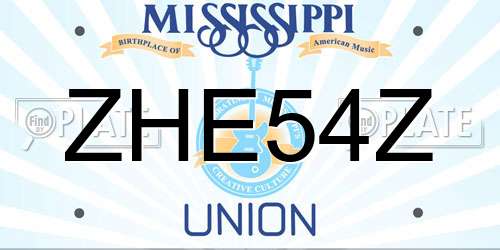 ZHE54Z Mississippi License Plate