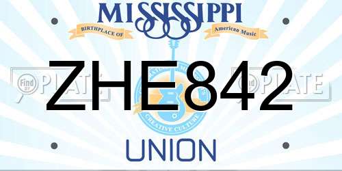 ZHE842 Mississippi License Plate