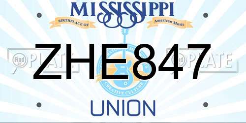 ZHE847 Mississippi License Plate