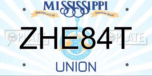 ZHE84T Mississippi License Plate