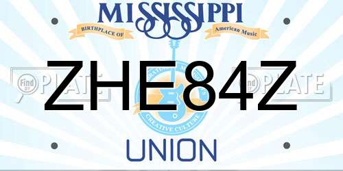ZHE84Z Mississippi License Plate