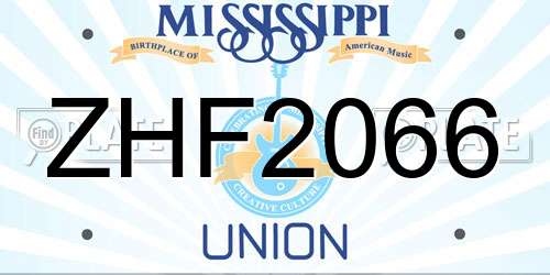 ZHF2066 Mississippi License Plate