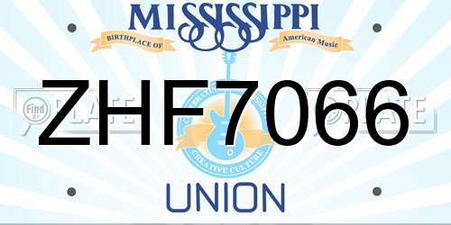ZHF7066 Mississippi License Plate