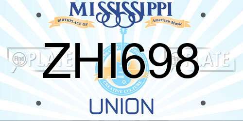ZHI698 Mississippi License Plate