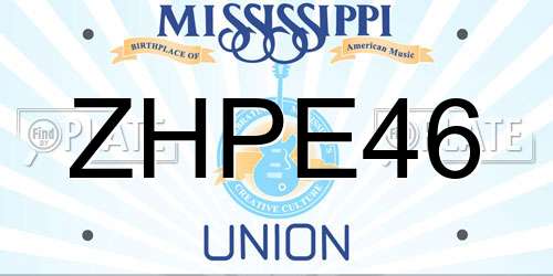 ZHPE46 Mississippi License Plate