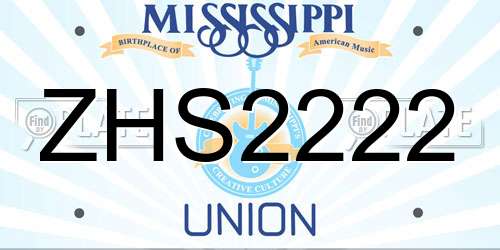 ZHS2222 Mississippi License Plate