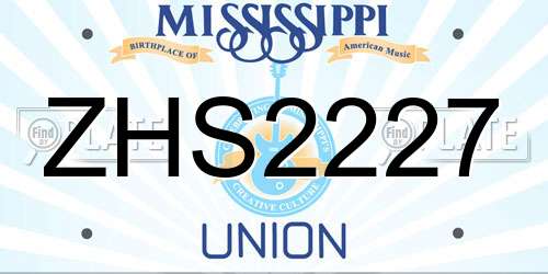 ZHS2227 Mississippi License Plate