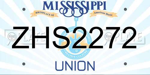 ZHS2272 Mississippi License Plate