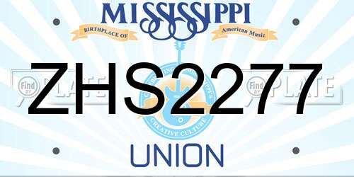 ZHS2277 Mississippi License Plate