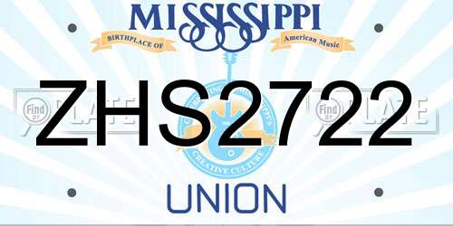 ZHS2722 Mississippi License Plate