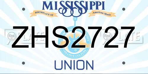 ZHS2727 Mississippi License Plate