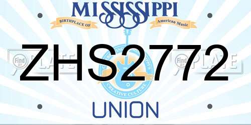 ZHS2772 Mississippi License Plate