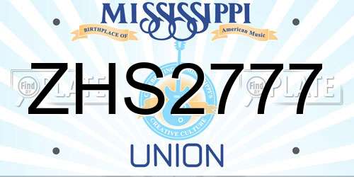 ZHS2777 Mississippi License Plate