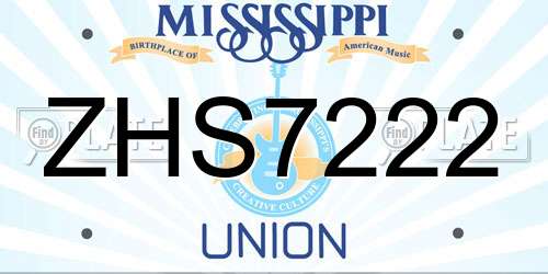 ZHS7222 Mississippi License Plate