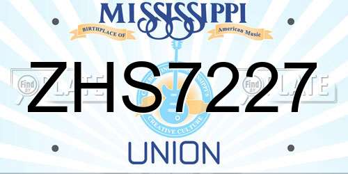 ZHS7227 Mississippi License Plate