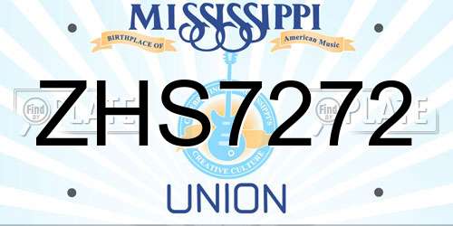 ZHS7272 Mississippi License Plate
