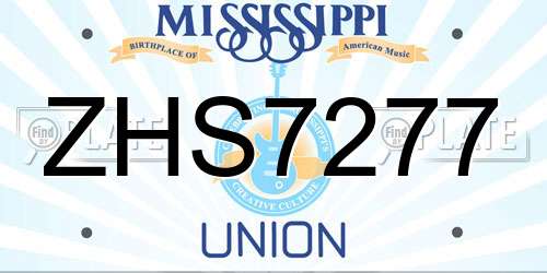 ZHS7277 Mississippi License Plate