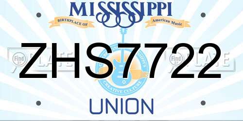 ZHS7722 Mississippi License Plate
