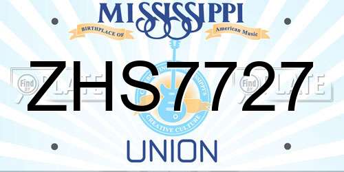 ZHS7727 Mississippi License Plate