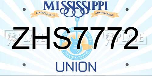 ZHS7772 Mississippi License Plate