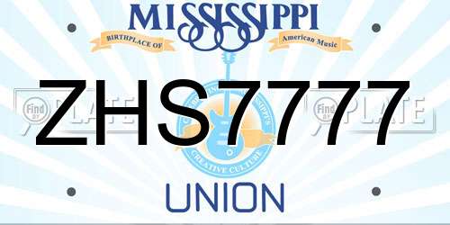 ZHS7777 Mississippi License Plate