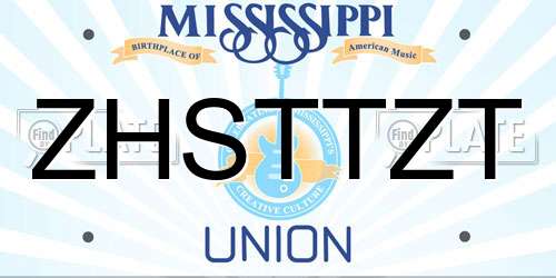 ZHSTTZT Mississippi License Plate