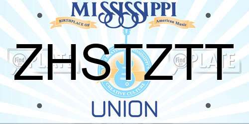 ZHSTZTT Mississippi License Plate