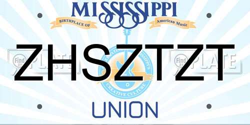 ZHSZTZT Mississippi License Plate