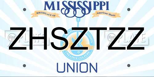 ZHSZTZZ Mississippi License Plate