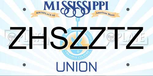 ZHSZZTZ Mississippi License Plate