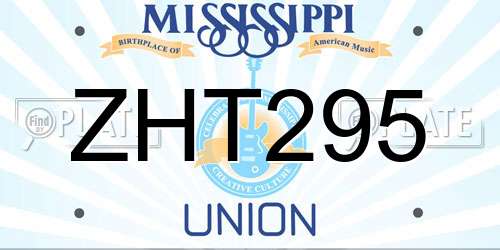ZHT295 Mississippi License Plate