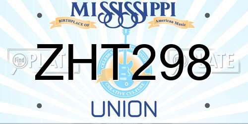 ZHT298 Mississippi License Plate