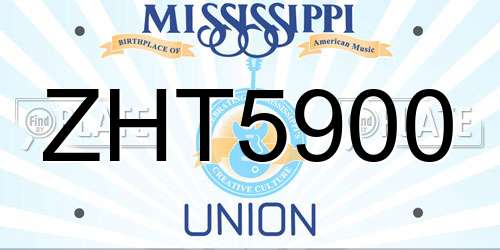ZHT5900 Mississippi License Plate