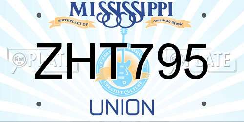 ZHT795 Mississippi License Plate