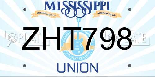 ZHT798 Mississippi License Plate