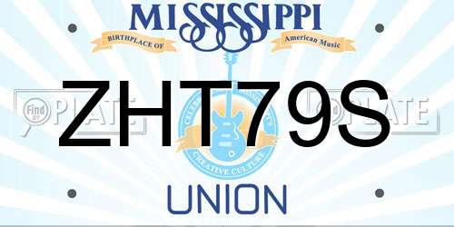 ZHT79S Mississippi License Plate