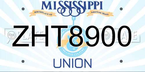 ZHT8900 Mississippi License Plate