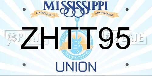 ZHTT95 Mississippi License Plate