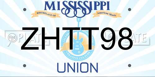 ZHTT98 Mississippi License Plate