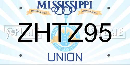 ZHTZ95 Mississippi License Plate