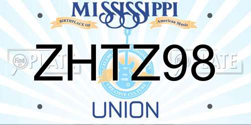 ZHTZ98 Mississippi License Plate