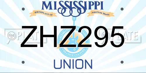 ZHZ295 Mississippi License Plate