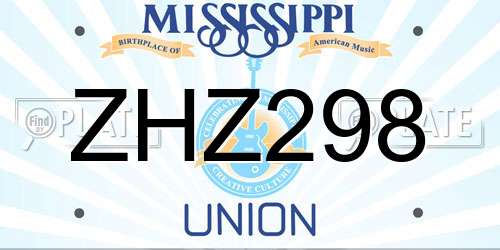 ZHZ298 Mississippi License Plate