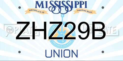 ZHZ29B Mississippi License Plate