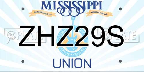 ZHZ29S Mississippi License Plate